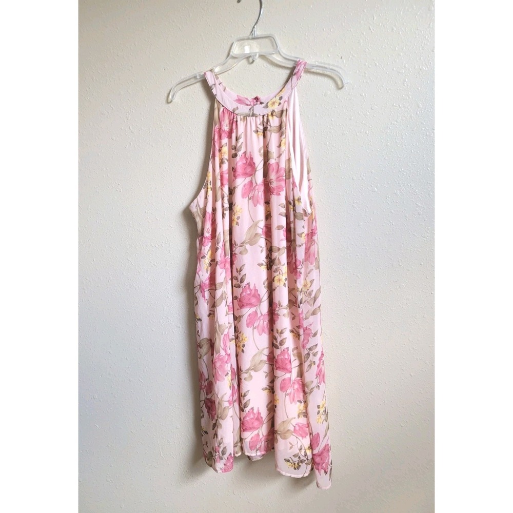 New York & Company Pink Floral Sleeveless A Line Dress‎ Sz XL